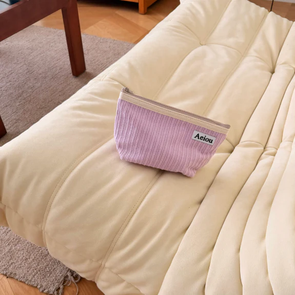 Aeiou Basic Pouch (L size) Cauliflower Pink Corduroy