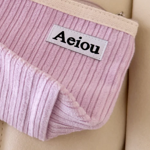 Aeiou Basic Pouch (L size) Cauliflower Pink Corduroy - Image 2