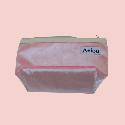Aeiou Basic Pouch (L size) Velvet Pink Flower - Image 2