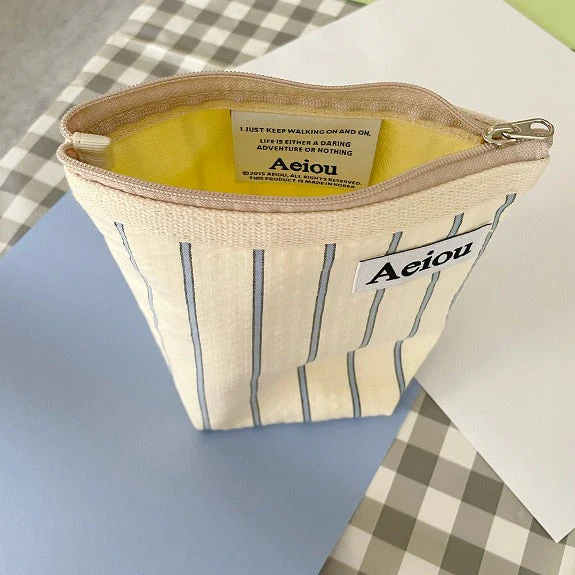 Aeiou Basic Pouch (M size) Good Morning Stripe