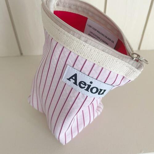 Aeiou Basic Pouch (M size) Strawberry Stripe - Image 3