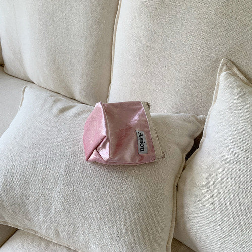 Aeiou Basic Pouch (M size) Velvet Pink Flower - Image 2