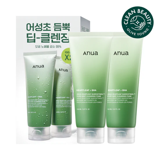 Anua HEARTLEAF QUERCETINOL PORE DEEP CLEANSING FOAM 150ml (1+1) - Image 2