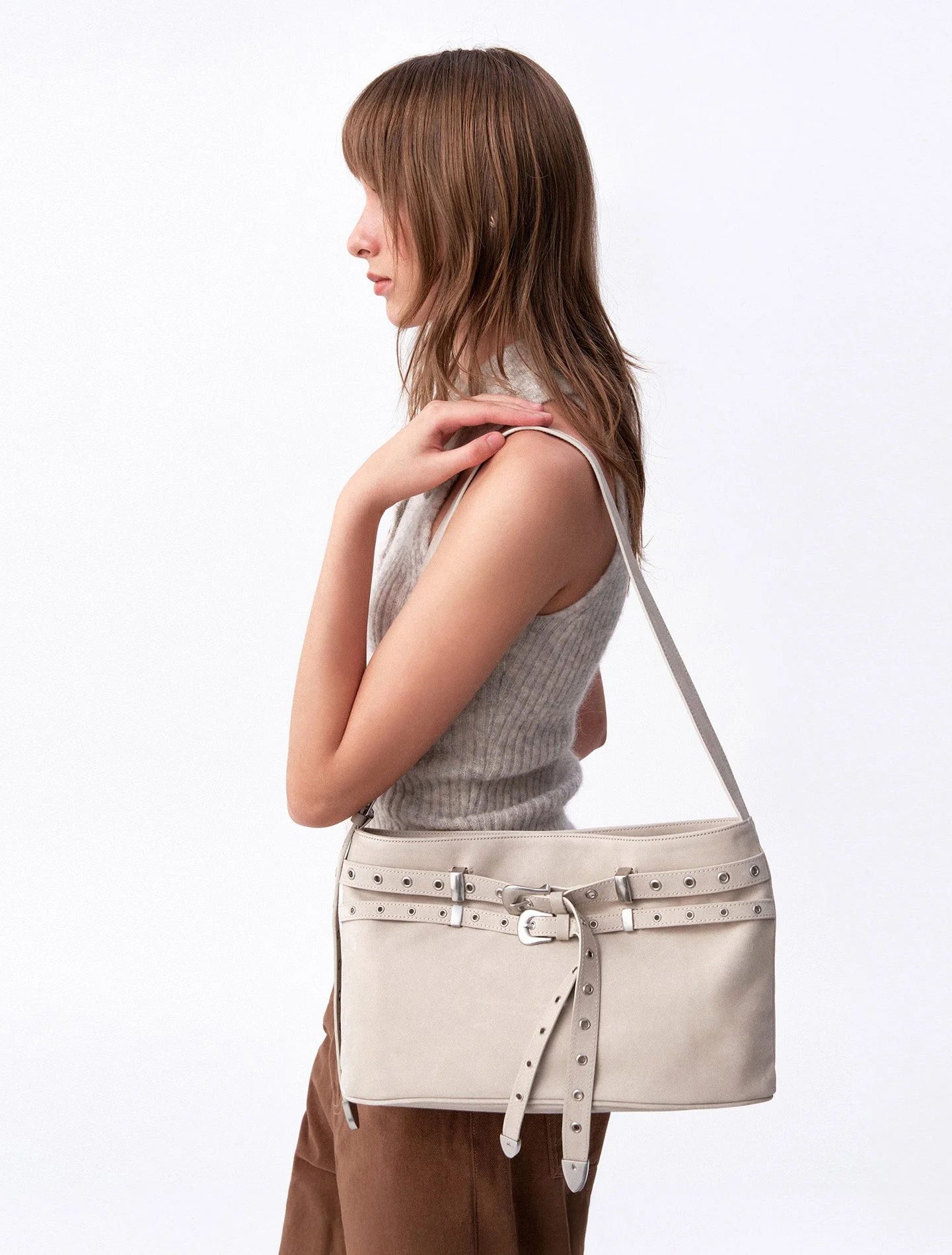 Avie muah Belt Layer Leather Large Bag - Image 2