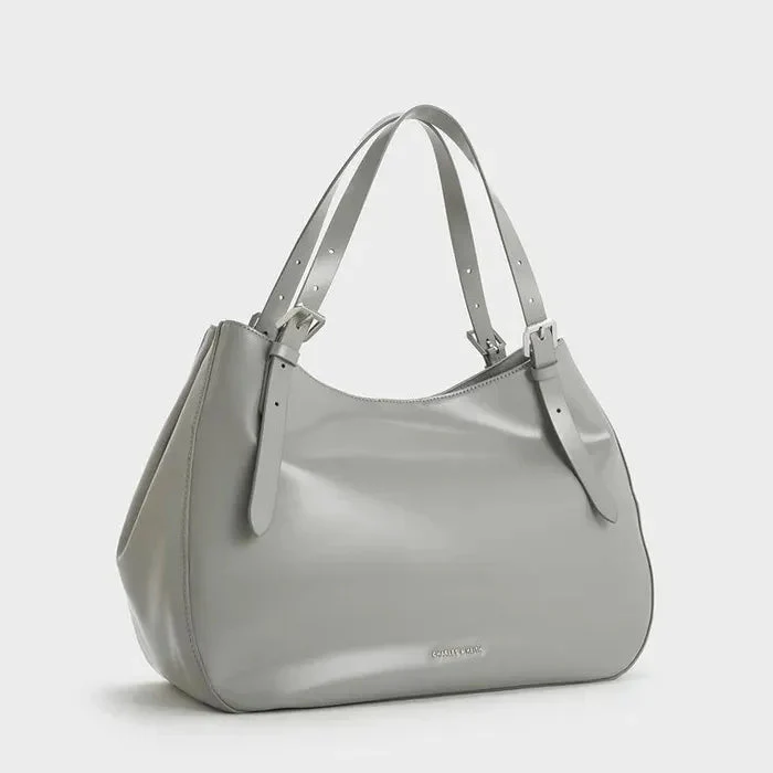 CHARLES & KEITH Buckle Strap Slouchy Tote Bag - Image 2
