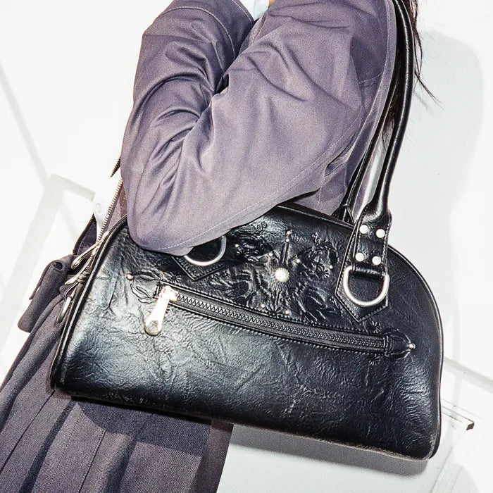 IUGAMAKARAS Studded Leather Bowling Bag