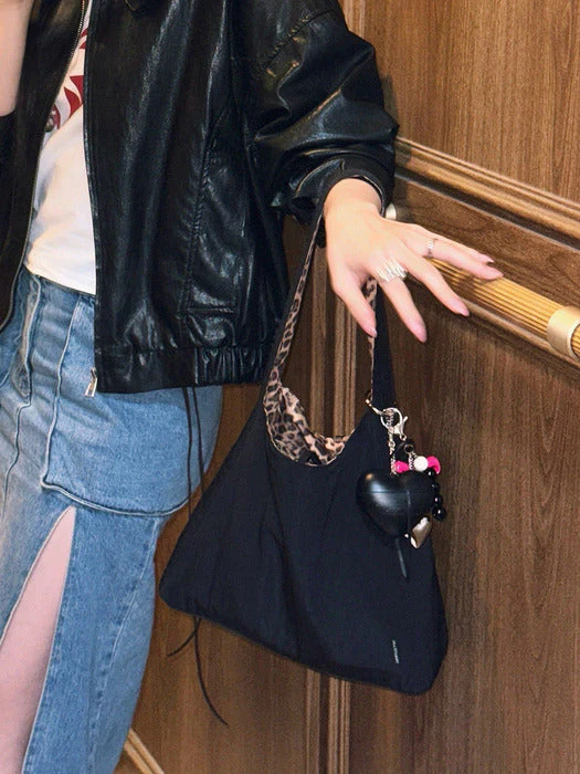 JILLSTUART Black Nylon Reversible Shoulder Bag
