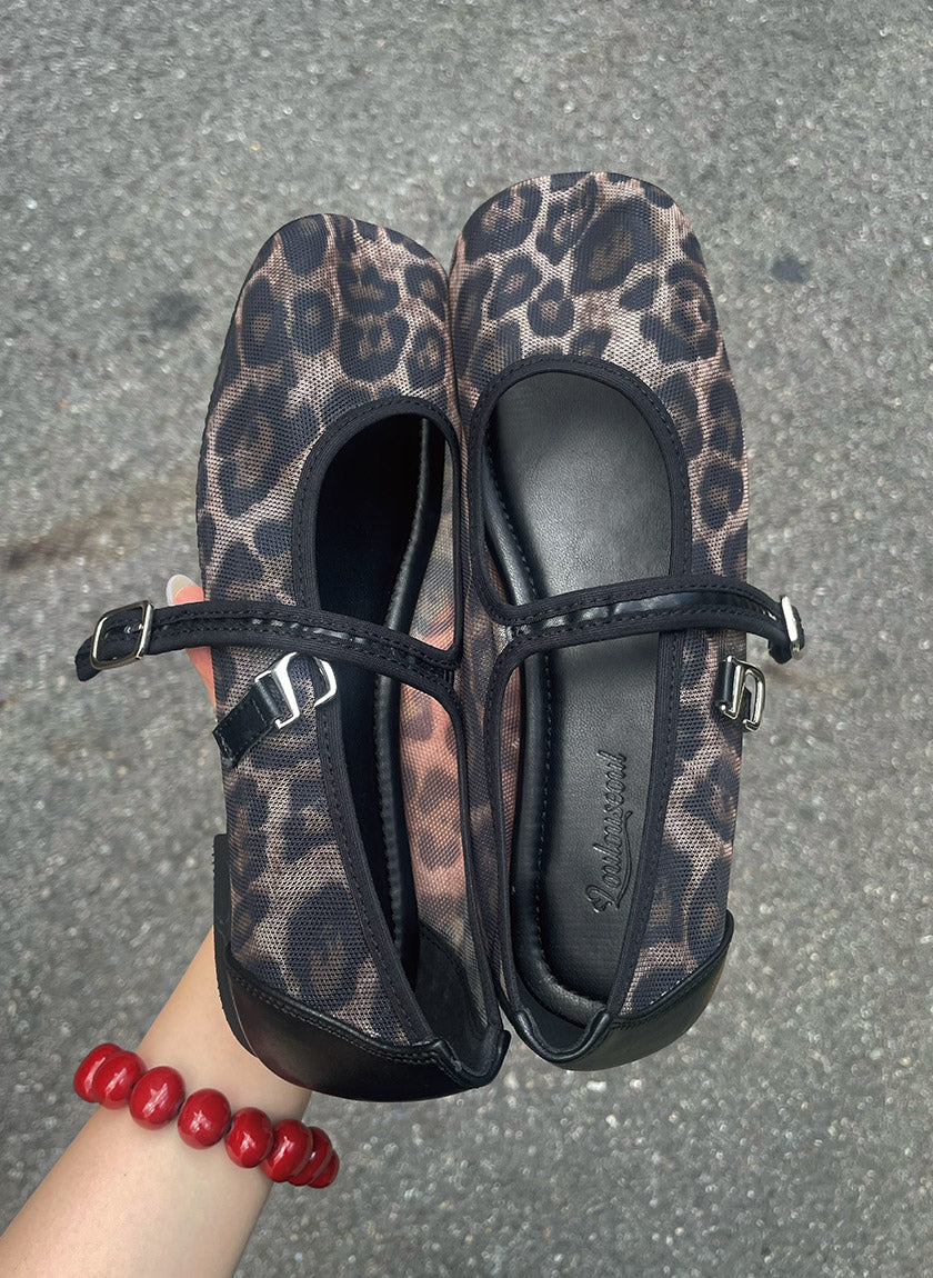 Loulouseoul Leopard Mesh Flat Shoes