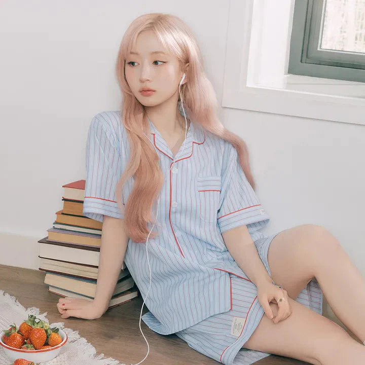 [NMIXX Haewon PICK] DOSSY Silk Fit Half Sleeve Couple Pajama Set