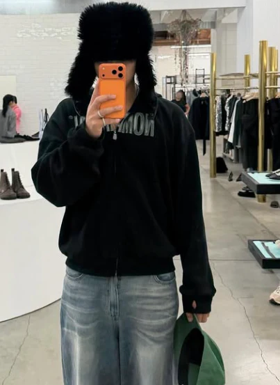NOMANUAL NM WAFFLE HOODED ZIP-UP (SEVENTEEN Mingyu wear) - Image 2