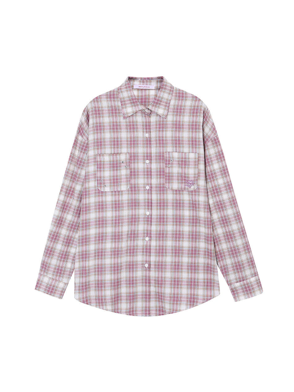 [SETUPEXE.] OVER CHECK SHIRT (aespa karina wear) - Image 3