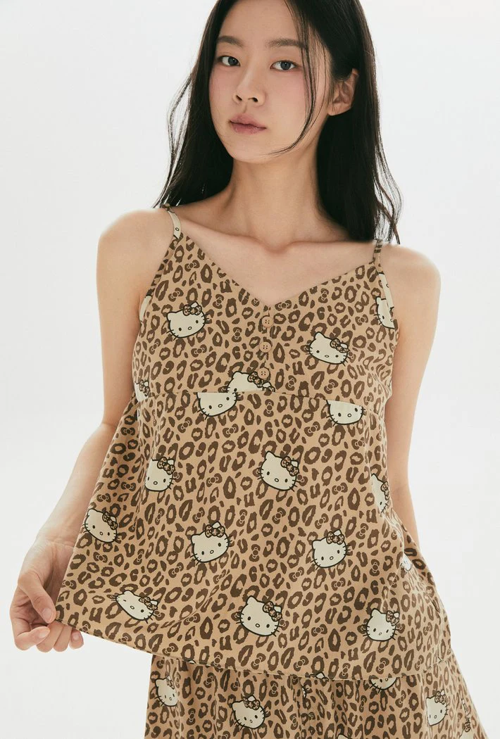 [SPAO X Hello Kitty] Leopard Slip Pajama Set - Image 2