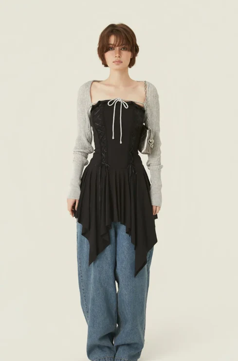 [Tracy's Pick] threetimes Stretch lace up dress