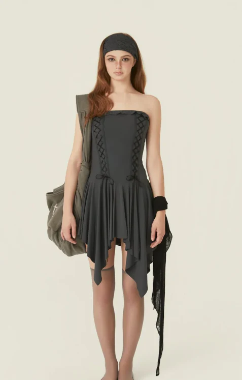 [Tracy's Pick] threetimes Stretch lace up dress - Image 3